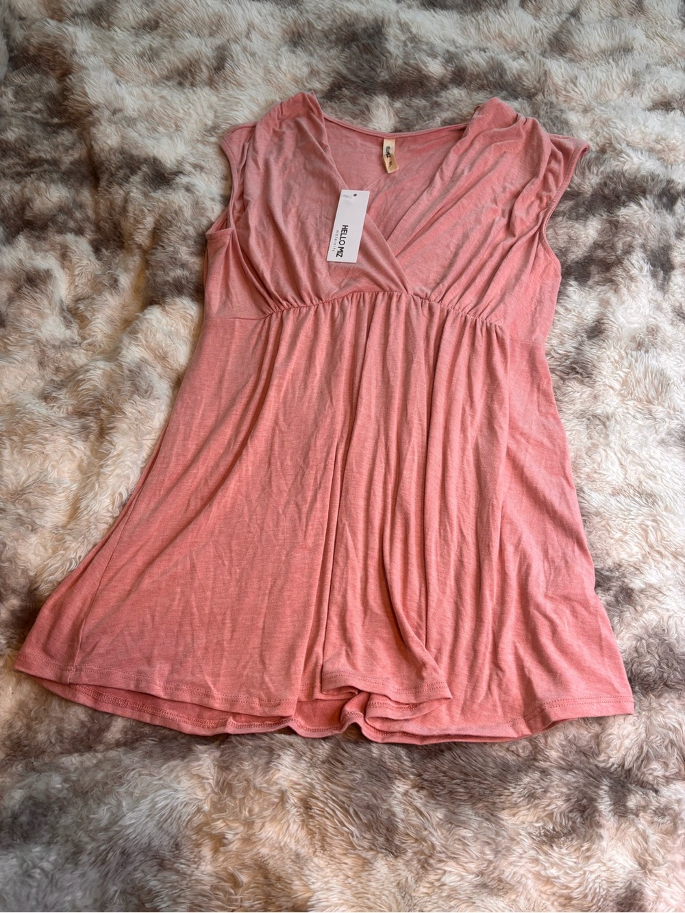 Hello MIZ Pink V-Neck Sleeveless maternity babydoll top with tie back